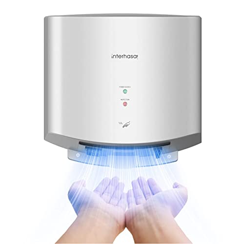 interhasa! Händetrockner automatischer Infrarotsensor handtrockner leise Gewerbe und Haushalt 1250W（Silber） von interhasa!