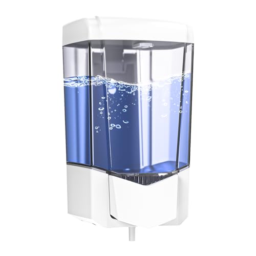 interhasa! Seifenspender, Wandhalterung, kommerzieller Handseifenspender, manuelle Pumpe, 600 ml, Handdesinfektionsmittelspender, Flüssiggelspender für Küche, Badezimmer, Weiß von interhasa!