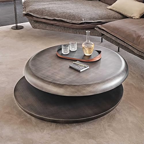 Italienischer Luxus Doppelschichtiger drehbarer Couchtisch Edelstahl Runder Tisch mit Drehgelenk Design Moderne minimalistische Wohnzimmermöbel in Bronze Finish Italienischer Luxus Doppelschichtiger drehbarer Couchtisch Edelstahl Runder Tisch mit Drehgelenk Design Moderne minimalistische Wohnzimmermöbel in Bronze Finish von interoknack