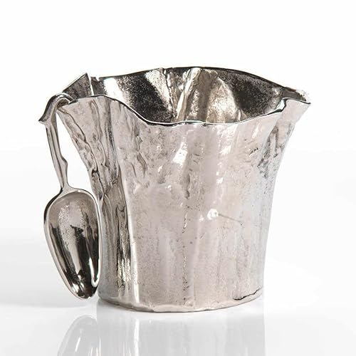 NYC Downtown Park inspirierter Aluminium-Eiskübel mit Lotusblatt-Rand-Design, kunsthandwerklicher Weinkühler aus gegossenem Metall mit Servierschaufel, Premium-Champagner-Kühler NYC Downtown Park inspirierter Aluminium-Eiskübel mit Lotusblatt-Rand-Design, kunsthandwerklicher Weinkühler aus gegossenem Metall mit Servierschaufel, Premium-Champagner-Kühler von interoknack