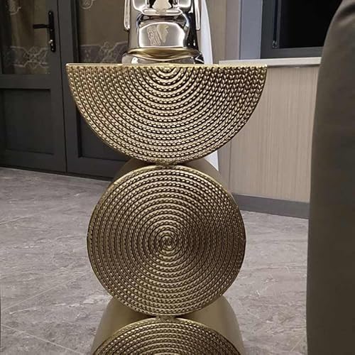 Nordic Golden Wheat Pattern Metal Side Table, Stackable Cylindrical Accent Tables with Sculptural Texture, Contemporary Living Room Nesting Tables Nordic Golden Wheat Pattern Metal Side Table, Stackable Cylindrical Accent Tables with Sculptural Texture, Contemporary Living Room Nesting Tables von interoknack