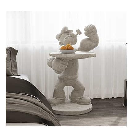 Popeye Sailor Man Skulpturaler Beistelltisch, Kreative Kunst Designer Harz Figur Akzenttisch, Moderner Cartoon-Charakter Couchtisch für Wohnzimmer, Hellgrau Popeye Sailor Man Skulpturaler Beistelltisch, Kreative Kunst Designer Harz Figur Akzenttisch, Moderner Cartoon-Charakter Couchtisch für Wohnzimmer, Hellgrau von interoknack