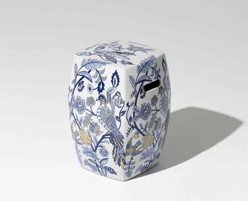 interoknack Handbemalter blau-weißer Porzellan-Gartenhocker, traditioneller chinesischer Keramik-Trommelsitz mit botanischen Motiven, multifunktionaler Beistelltisch und Hocker interoknack Handbemalter blau-weißer Porzellan-Gartenhocker, traditioneller chinesischer Keramik-Trommelsitz mit botanischen Motiven, multifunktionaler Beistelltisch und Hocker von interoknack