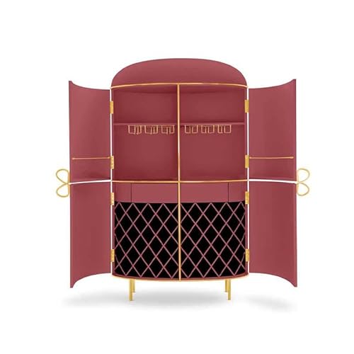 interoknack Italienischer Designer-Luxus-Weinschrank mit geometrischem Art-Deco-Muster, geschwungene Tür, Aufbewahrungsschrank mit Diamant-Gitter-Detail, Kollektion 2025 (Braun) von interoknack