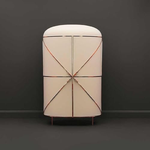 interoknack Italienischer Designer-Luxus-Weinschrank mit geometrischem Art-Deco-Muster, geschwungene Tür, Aufbewahrungsschrank mit Diamant-Gitter-Detail, Kollektion 2025 (Rosa) von interoknack