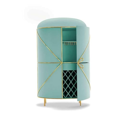 interoknack Italienischer Designer-Luxus-Weinschrank mit geometrischem Art-Deco-Muster, geschwungene Tür, Aufbewahrungsschrank mit Diamant-Gitter-Detail, Kollektion 2025 (grün) von interoknack