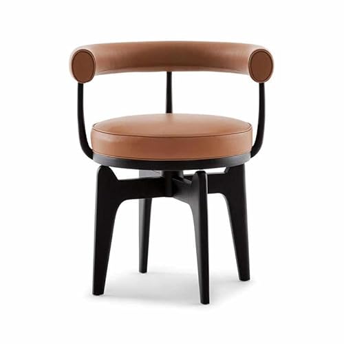 interoknack Nordic Esszimmerstuhl mit Cognac-Lederpolsterung, moderner Akzentstuhl aus schwarzem Holz, luxuriöser Sessel für Ausstellungsräume und Lounges interoknack Nordic Esszimmerstuhl mit Cognac-Lederpolsterung, moderner Akzentstuhl aus schwarzem Holz, luxuriöser Sessel für Ausstellungsräume und Lounges von interoknack