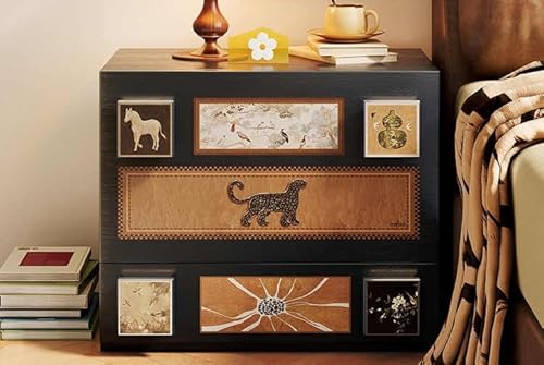 interoknack Vintage Nachttisch aus Massivholz mit künstlerischen Tierpaneelen, luxuriöser Nachttisch mit mehreren Schubladen, Mid-Century Style Carmen Collection Schlafzimmermöbel interoknack Vintage Nachttisch aus Massivholz mit künstlerischen Tierpaneelen, luxuriöser Nachttisch mit mehreren Schubladen, Mid-Century Style Carmen Collection Schlafzimmermöbel von interoknack