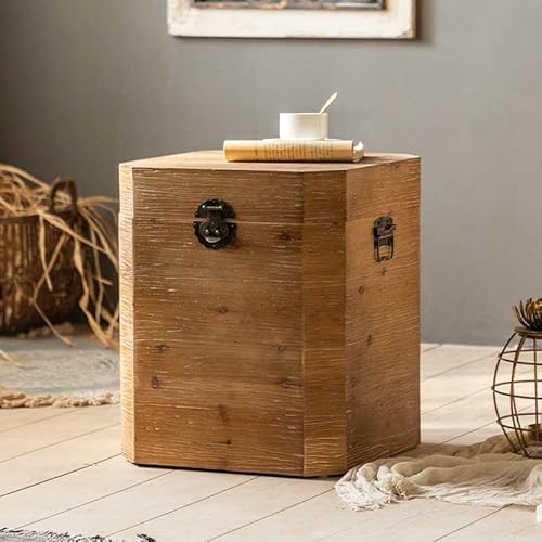 interoknack Wabi-Sabi Couchtisch aus Massivholz, Vintage-Stil, quadratisch, mit Deckel, Mehrzweck-Nachttisch, Ottomane interoknack Wabi-Sabi Couchtisch aus Massivholz, Vintage-Stil, quadratisch, mit Deckel, Mehrzweck-Nachttisch, Ottomane von interoknack