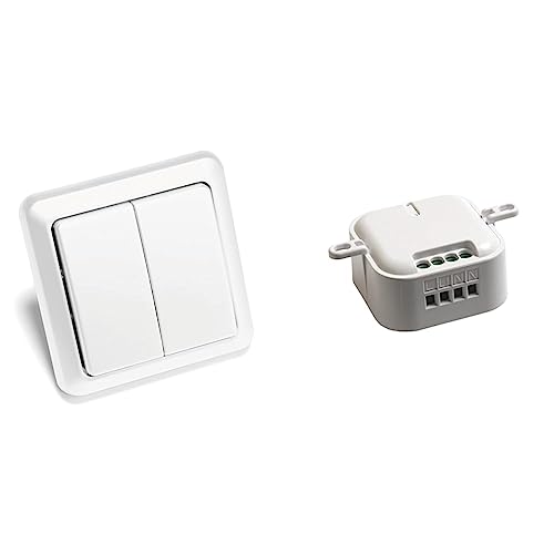 Intertechno Smart Home ITW 852 Funk Wandsender weiß 2 fach 2 Kanal & Funk Einbauschalter Ein/Aus CMR-2000, 49 x 28 x 25 mm von intertechno