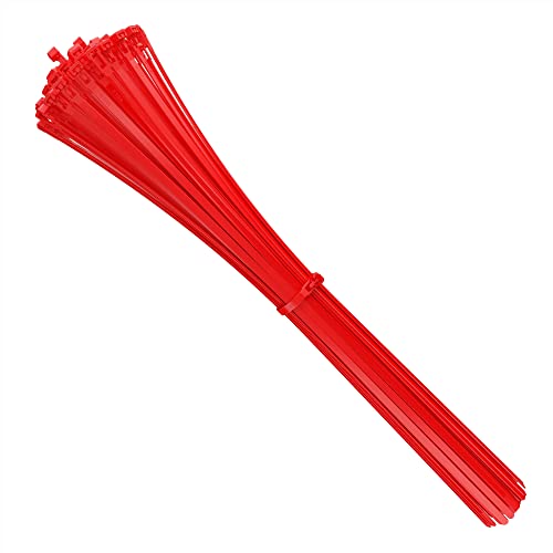 intervisio Kabelbinder Wiederverschließbar, 540mm x 7,6mm, rot, Extra Lang, 100 Stück, Wiederlösbar, Wiederverwendbar von intervisio