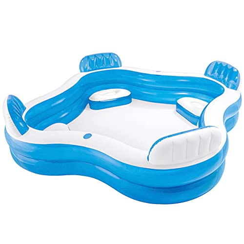 Intex 56475NP - Aufblasbarer Familienpool Quadratisch mit Vier Sitzen, Vinyl, Mehrfarbig, 229x229x66 cm von intex