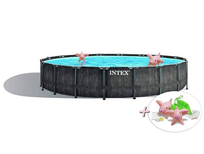 Intex Pool INTEX 26744GN - Greywood Prism Frame Pool 549x122cm + Schwimmtiere, braun Intex Pool INTEX 26744GN - Greywood Prism Frame Pool 549x122cm + Schwimmtiere, braun von intex