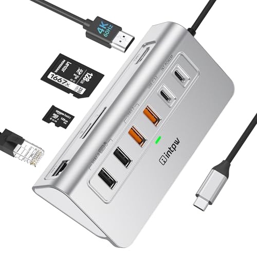 Intpw P9R PRO USB C Hub, 10-in-1 USB C Docking Station mit 1Gbps Ethernet, 4K@60Hz HDMI, 10Gbps 2 Type-A/C 3.2, 2 Type-A 2.0, PD 100W, SD/TF, Aluminium USB HUB für iPhone16/15 Series/MacBook Intpw P9R PRO USB C Hub, 10-in-1 USB C Docking Station mit 1Gbps Ethernet, 4K@60Hz HDMI, 10Gbps 2 Type-A/C 3.2, 2 Type-A 2.0, PD 100W, SD/TF, Aluminium USB HUB für iPhone16/15 Series/MacBook von intpw