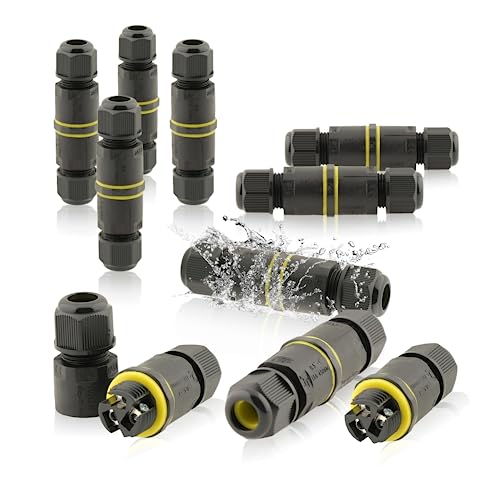 5 Stück Kabelverbinder Wasserdicht | 9A 450V AC | 3-polig | M12 Kabelquerschnitte: 5-7,5mm | Zwei Öffnungen | IP68 | 4m Wassertiefe geprüft VDE & CE Dosenmuffe Erdkabel Verbindungsbox Verbindungsmuffe von intratec 100% Shopping
