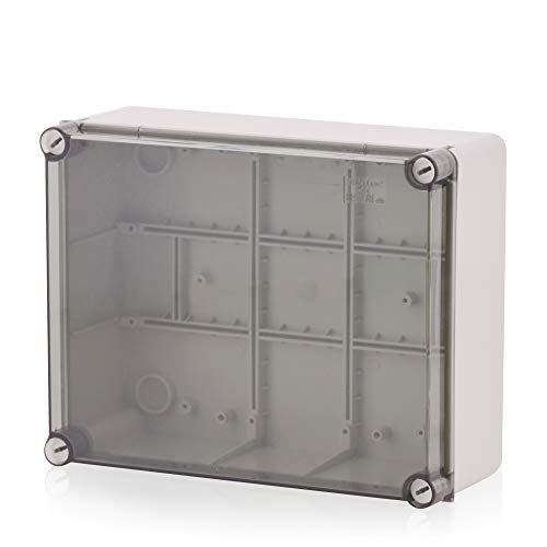Aufputz Installationsgehäuse, Abzweigkasten Kunststoffgehäuse mit Scharnierschraube | 240x190x90mm | IP65 | Transparenter Deckel Verteilerkasten Leergehäuse Industriegehäuse, Abzweigdose Aufputz Installationsgehäuse, Abzweigkasten Kunststoffgehäuse mit Scharnierschraube | 240x190x90mm | IP65 | Transparenter Deckel Verteilerkasten Leergehäuse Industriegehäuse, Abzweigdose von intratec 100% Shopping