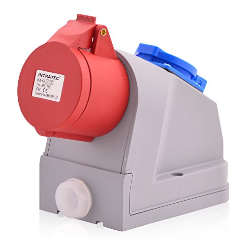 CEE Kraftstrom Wandsteckdose COMBO 32A 400V 6h IP44 5-polig (3P+N+E): IEC-60309 Industrie und Mehrphasenstecker Rundstecker robuste Industriequalität von intratec 100% Shopping