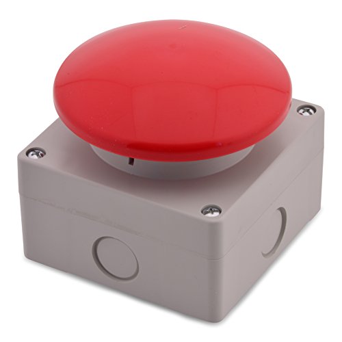 Intratec Grobhandtaster, IP65 – Aufputz Taster, Not-Aus Buzzer 1NO+1NC zwangsöffnend, Pilztaster für industriellen Gebrauch, 94 x 94 x 90 mm, Türöffner Button in Rot/Grau von intratec 100% Shopping
