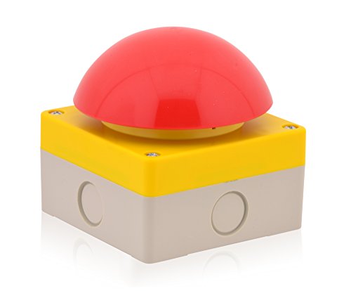 Intratec Grobhandtaster, IP65 – Aufputz Taster, Not-Aus Buzzer 1NO+1NC zwangsöffnend, Pilztaster für industriellen Gebrauch, 94 x 94 x 90 mm, Türöffner Button in Rot/Gelb von intratec 100% Shopping