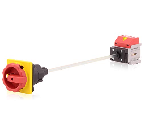 intratec 100% Shopping JS4P32A-BR01 Hauptschalter Lasttrennschalter 4-polig 32A Bodenbefestigung Achsverlängerung Not-Aus-Schalter Premium Version VDE CE UL CSA Rot von intratec 100% Shopping