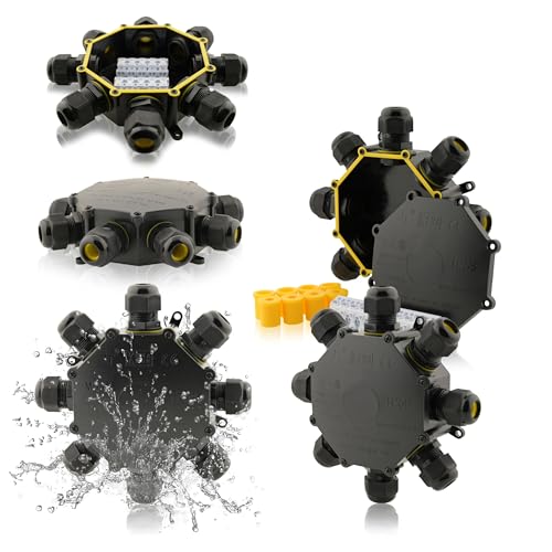 Intratec® Abzweigdose Wasserdicht [IP 68] Verschiedene Größen: 2-14 Öffnungen | Verteilerdose Wasserdicht | Verteilerdose Aufputz Schwarz | Verteilerdose Außen Wasserdicht | Abzweigkasten von intratec 100% Shopping