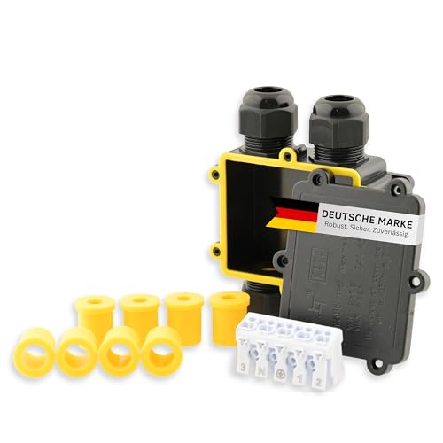 Intratec Abzweigdose Wasserdicht [IP 68] Verschiedene Größen: 2-14 Öffnungen | Verteilerdose Wasserdicht | Verteilerdose Aufputz Schwarz | Verteilerdose Außen Wasserdicht 4 Öffnungen | Abzweigkasten von intratec 100% Shopping