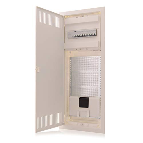 Intratec Multimediaverteiler & Sicherungskasten Kombi Unterputz, IP30, 842x346x92mm, 1-reihig, 12+2 Module, Stahltür, Weiß RAL 9003, Kommunikationsverteiler von intratec 100% Shopping