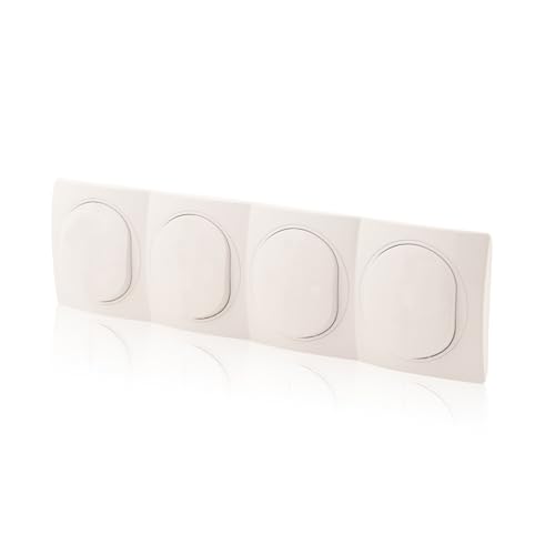 Intratec Nobilis Set 4x Wand Wechselschalter ABS 10AX 250V Weiß Ø 60 mm & 4er Rahmen horizontal 80x293 mm von intratec 100% Shopping