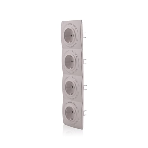 Intratec Set 4X Schuko Steckdose Nobilis Silber Ø60mm 16A/230V & 4er Rahmen vertikal 80x293mm ABS Wandmontage von intratec 100% Shopping