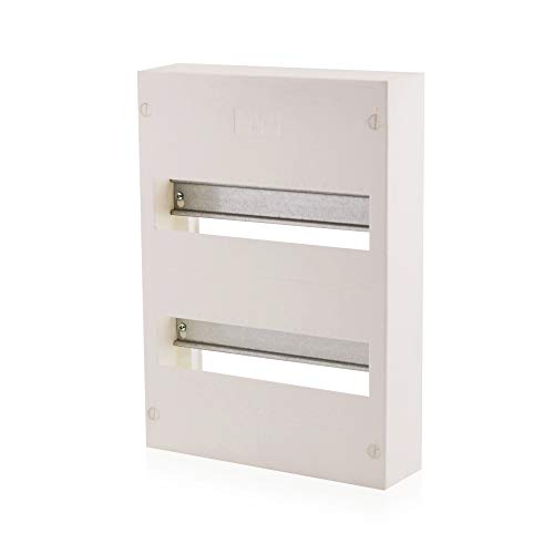 Intratec Sicherungskasten 2-reihig, IP30 – Aufputz Kleinverteiler für 24 Module, kleiner Verteilerkasten für Innenräume, 353 x 250 x 70 mm, Weiß von intratec 100% Shopping