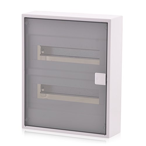Intratec Sicherungskasten 2-reihig, IP40 – Aufputz Kleinverteiler für 24 Module, Verteilerkasten für Trockenraum-Installation im Haus, 377 x 310 x 96 mm, Transparent von intratec 100% Shopping
