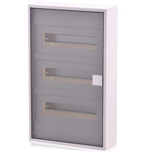 Intratec Sicherungskasten 3-reihig, IP40, Aufputz Kleinverteiler für 36 Module, Trockenraum-Installation, 498x310x96mm, Transparent von intratec 100% Shopping