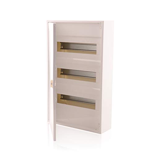 Intratec Sicherungskasten 3-reihig, IP40, Aufputz Kleinverteiler für 36 Module, Trockenraum-Installation, 498x310x96mm, Weiß von intratec 100% Shopping