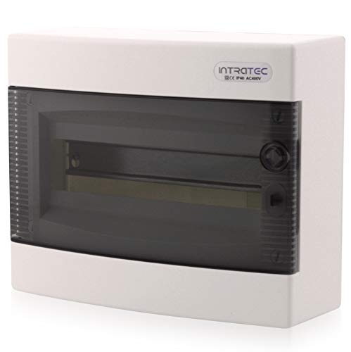 Intratec Sicherungskasten Aufputz, IP40 – Verteilerkasten Gehäuse innen, Verteilerkasten mit transparenter Tür für Trockenraum-Installation, 1-reihig, 12 Module, 287 x 236 x 112 mm, Weiß Intratec Sicherungskasten Aufputz, IP40 – Verteilerkasten Gehäuse innen, Verteilerkasten mit transparenter Tür für Trockenraum-Installation, 1-reihig, 12 Module, 287 x 236 x 112 mm, Weiß von intratec 100% Shopping