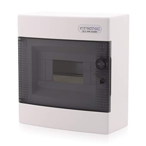Intratec Sicherungskasten Aufputz, IP40 – Verteilerkasten Gehäuse innen, Verteilerkasten mit transparenter Tür für Trockenraum-Installation, 1-reihig, 8 Module, 236 x 215 x 102 mm, Weiß Intratec Sicherungskasten Aufputz, IP40 – Verteilerkasten Gehäuse innen, Verteilerkasten mit transparenter Tür für Trockenraum-Installation, 1-reihig, 8 Module, 236 x 215 x 102 mm, Weiß von intratec 100% Shopping