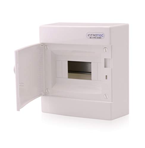 Intratec Sicherungskasten Aufputz, IP40 – Verteilerkasten Gehäuse innen, Verteilerkasten mit weißer Tür für Trockenraum-Installation, 1-reihig, 8 Module, 236 x 396 x 112 mm, Weiß Intratec Sicherungskasten Aufputz, IP40 – Verteilerkasten Gehäuse innen, Verteilerkasten mit weißer Tür für Trockenraum-Installation, 1-reihig, 8 Module, 236 x 396 x 112 mm, Weiß von intratec 100% Shopping