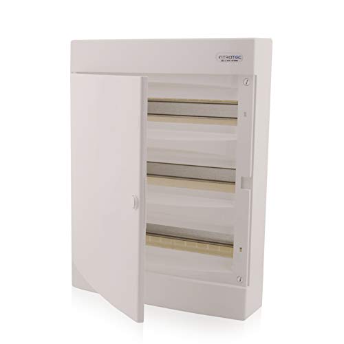 Intratec Sicherungskasten Aufputz, IP40 – Verteilerkasten Gehäuse innen, Verteilerkasten mit weißer Tür für Trockenraum-Installation, 3-reihig, 54 Module, 526 x 396 x 112 mm, Weiß Intratec Sicherungskasten Aufputz, IP40 – Verteilerkasten Gehäuse innen, Verteilerkasten mit weißer Tür für Trockenraum-Installation, 3-reihig, 54 Module, 526 x 396 x 112 mm, Weiß von intratec 100% Shopping