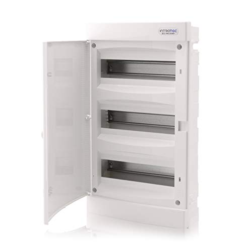 Intratec Sicherungskasten Unterputz IP40 – Verteilerkasten mit weißer Tür, 3-reihig, 36 Module, 482x283x106 mm, für Trockenräume Intratec Sicherungskasten Unterputz IP40 – Verteilerkasten mit weißer Tür, 3-reihig, 36 Module, 482x283x106 mm, für Trockenräume von intratec 100% Shopping