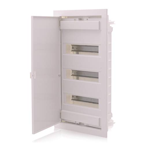 Intratec Sicherungskasten Unterputz IP40 – Verteilerkasten mit Tür, 3-reihig, 36 Module, 592x347x92 mm, Weiß, für Trockenräume von intratec 100% Shopping