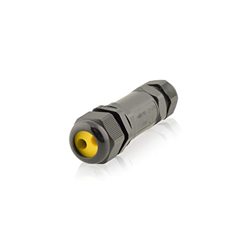 Kabelverbinder wasserdicht | 24A 450V AC | 4-polig | M25 Kabelquerschnitte: 4-14 mm | zwei Öffnungen | IP68 | 4m Wassertiefe geprüft VDE & CE Dosenmuffe Erdkabel Verbindungsbox Verbindungsmuffe von intratec 100% Shopping