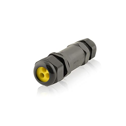 Kabelverbinder wasserdicht | 24A 450V AC | 4-polig | M25 Kabelquerschnitte: 4-14 mm | zwei Öffnungen | IP68 | 4m Wassertiefe geprüft VDE & CE Dosenmuffe Erdkabel Verbindungsbox Verbindungsmuffe von intratec 100% Shopping
