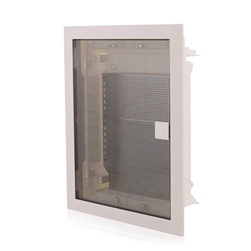 Intratec Multimediaverteiler Kommunikationsverteiler Unterputz, IP40, transparente Tür, 650°C Media, 346x442x92mm, Gehäuse Weiß RAL 9003 von intratec 100% Shopping