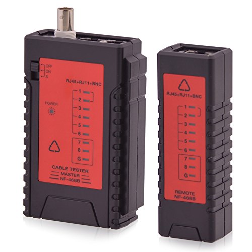 Netzwerk Kabeltester für geschirmte FTP Kabel + ungeschirmte UTP Netzwerkkabel RJ11 / RJ45 BNC Kabel Netzwerktester - Kabelprüfer Patchkabel Ethernet DSL ISDN von intratec 100% Shopping