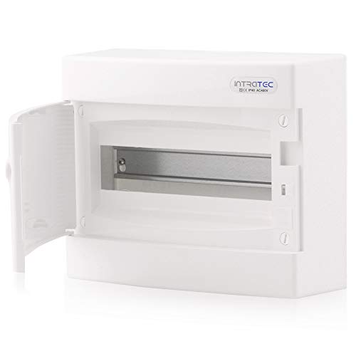 Intratec Sicherungskasten Aufputz, IP40 – Verteilerkasten Gehäuse innen, Verteilerkasten mit weißer Tür für Trockenraum-Installation, 1-reihig, 12 Module, 236 x 215 x 112 mm, Weiß Intratec Sicherungskasten Aufputz, IP40 – Verteilerkasten Gehäuse innen, Verteilerkasten mit weißer Tür für Trockenraum-Installation, 1-reihig, 12 Module, 236 x 215 x 112 mm, Weiß von intratec 100% Shopping