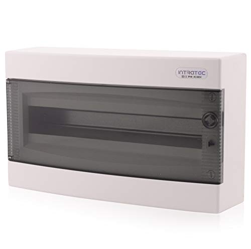 Intratec Sicherungskasten Aufputz, IP40 – Verteilerkasten Gehäuse innen, Verteilerkasten mit transparenter Tür für Trockenraum-Installation, 1-reihig, 18 Module, 236 x 396 x 112 mm, Weiß Intratec Sicherungskasten Aufputz, IP40 – Verteilerkasten Gehäuse innen, Verteilerkasten mit transparenter Tür für Trockenraum-Installation, 1-reihig, 18 Module, 236 x 396 x 112 mm, Weiß von intratec 100% Shopping
