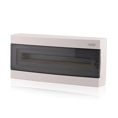 Intratec Sicherungskasten Aufputz, IP40 – Verteilerkasten Gehäuse innen, Verteilerkasten mit transparenter Tür für Trockenraum-Installation, 1-reihig, 24 Module, 503 x 236 x 112 mm, Weiß Intratec Sicherungskasten Aufputz, IP40 – Verteilerkasten Gehäuse innen, Verteilerkasten mit transparenter Tür für Trockenraum-Installation, 1-reihig, 24 Module, 503 x 236 x 112 mm, Weiß von intratec 100% Shopping