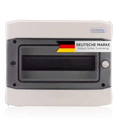 Sicherungskasten Aufputz IP65 Feuchtraum Verteiler Elektroinstallationsverteiler 1-reihig 12 Module Installation im Garten oder andere Außenbereiche Verteilerkasten Schaltkasten Aufputzverteiler von intratec 100% Shopping