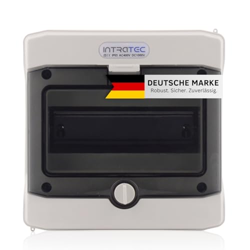 Sicherungskasten Aufputz IP65 Feuchtraum Verteiler Elektroinstallationsverteiler 1-reihig 8 Module Installation im Garten oder andern Außenbereiche Verteilerkasten Schaltkasten Aufputzverteiler von intratec 100% Shopping