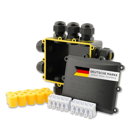 Intratec® Abzweigdose Wasserdicht [IP 68] Verschiedene Größen: 2-14 Öffnungen | Verteilerdose Wasserdicht | Verteilerdose Aufputz Schwarz | Verteilerdose Außen Wasserdicht | Abzweigkasten von intratec 100% Shopping