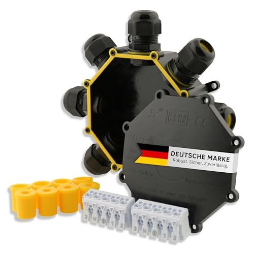 Intratec® Abzweigdose Wasserdicht [IP 68] Verschiedene Größen: 2-14 Öffnungen | Verteilerdose Wasserdicht | Verteilerdose Aufputz Schwarz | Verteilerdose Außen Wasserdicht | Abzweigkasten von intratec 100% Shopping